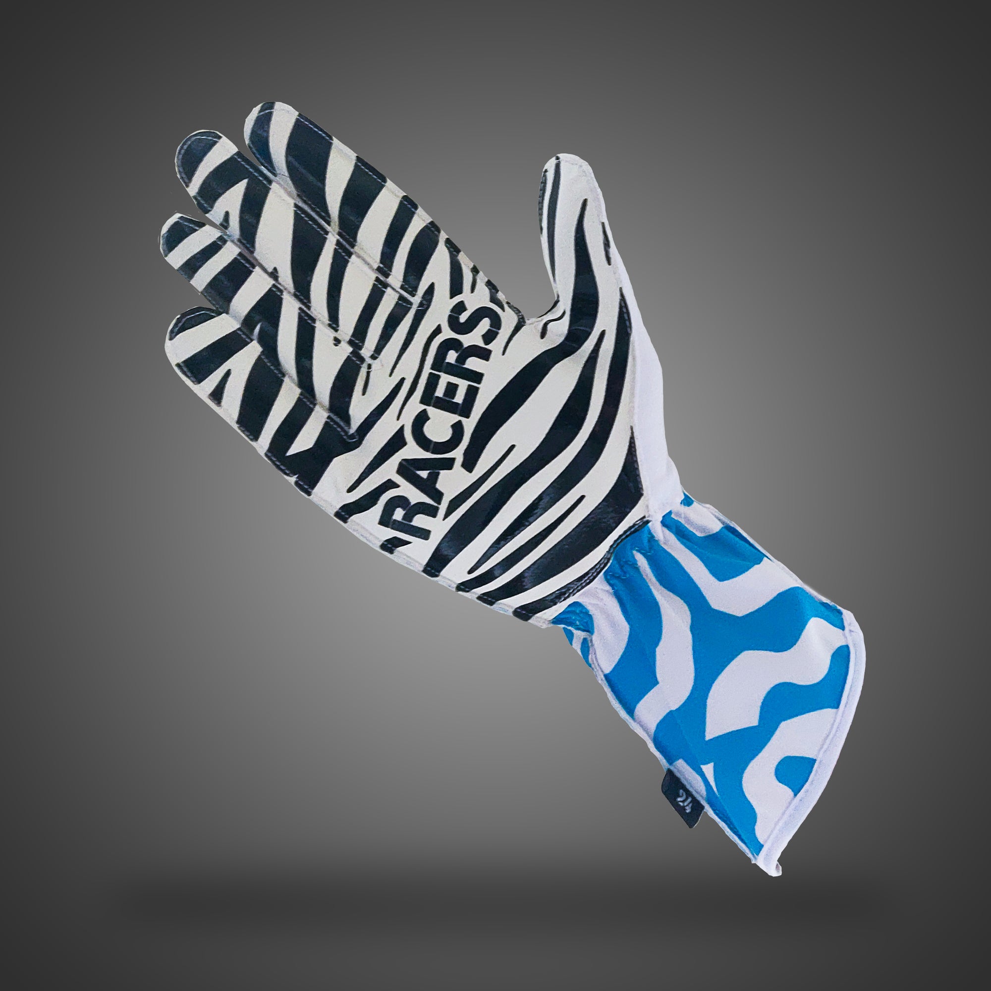 24 Racers Sim Racing Gloves - Cyan Zebra