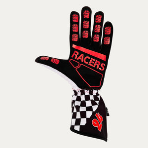 White Checkered Racing Gloves | 24 Racing Gloves | 24 Racers