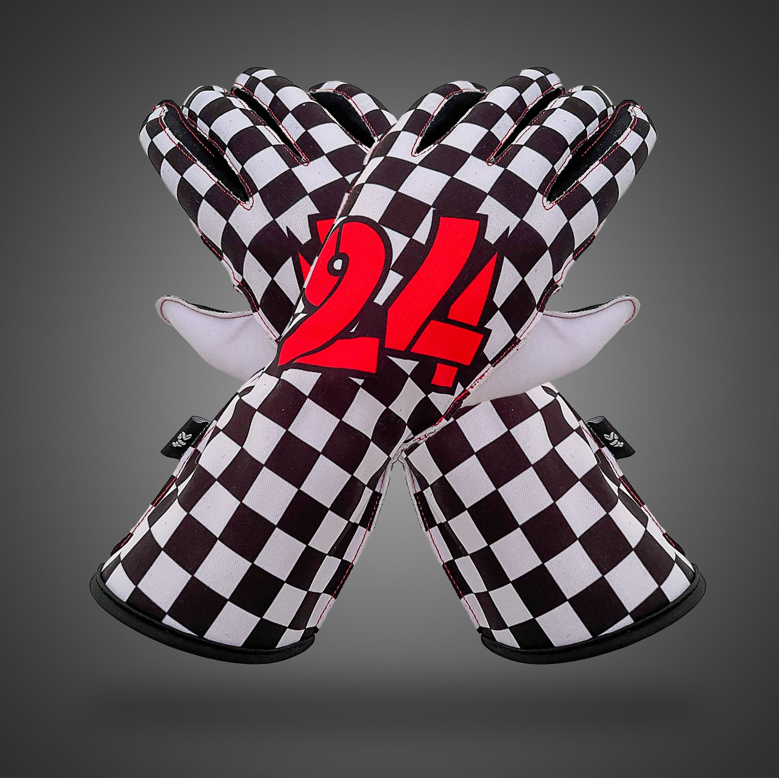 White Checkered Racing Gloves | 24 Racing Gloves | 24 Racers