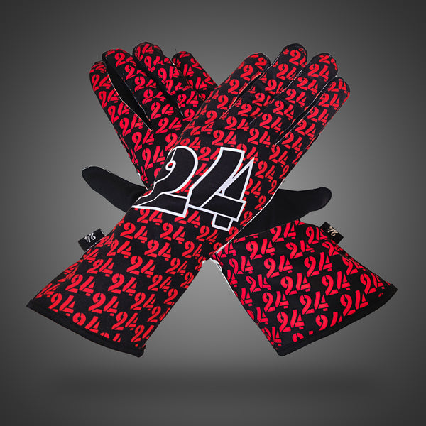 24 Racers Sim Racing Gloves - Red/black small logo